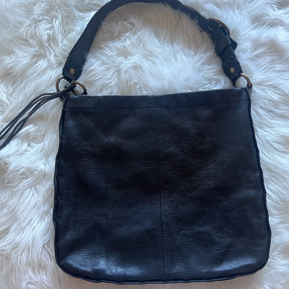 Vintage Coach boho Black Leather Shoulder Bag - Picture 4 of 9